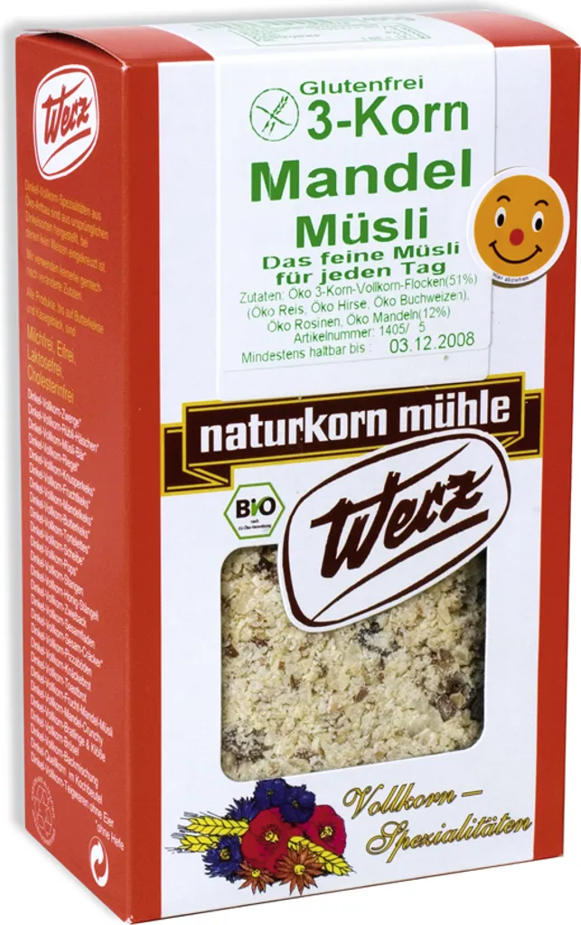 naturkorn mühle Werz Werz 3-grain almond muesli whole grain gluten-free -- 400g