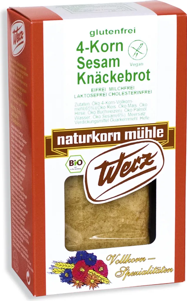 natural grain mill Werz Werz 4-grain sesame crispbread wholemeal gluten-free -- 150g