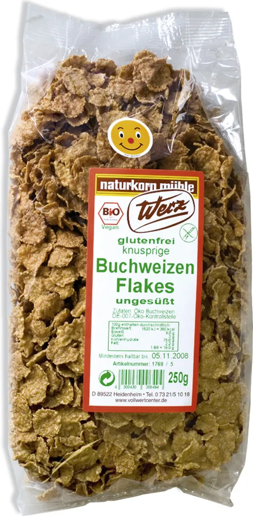 naturkorn mühle Werz Werz -Buckwheat Whole Grain Flakes 250g vegan, gluten-free