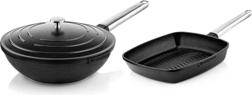 Westinghouse Performance Pan Set (Wok Pan + Grill Pan) ø 28 cm - Black - Induction and all other heat sources