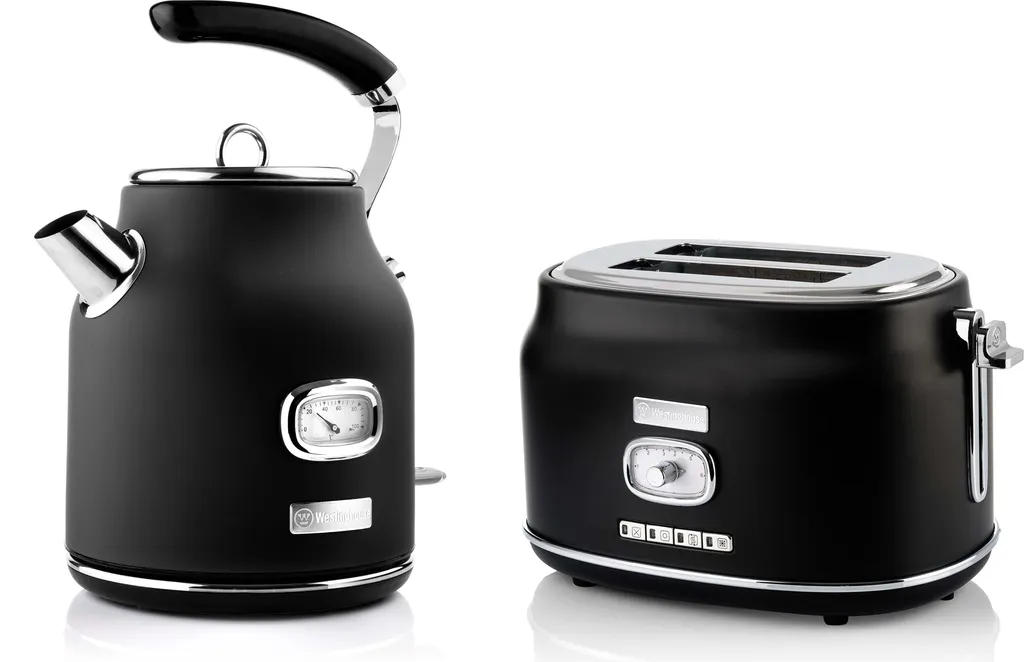 Westinghouse Retro Kettle + Toaster 2 Slots - Black