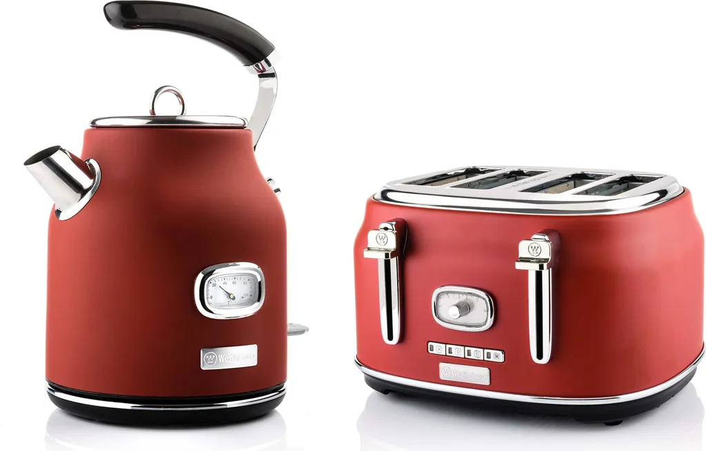 Westinghouse Retro Kettle + Toaster 4 Slots - Red