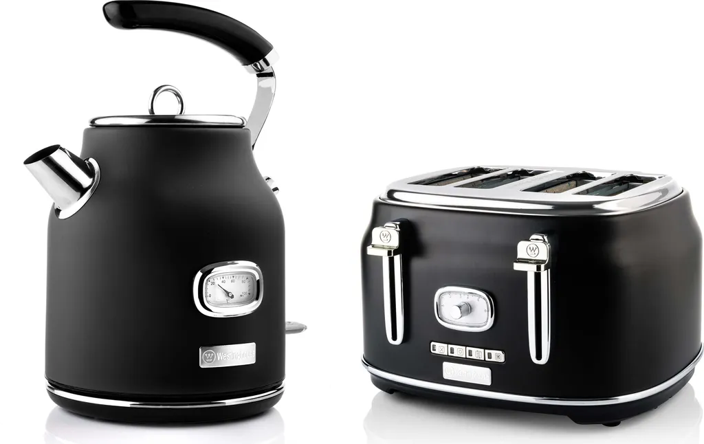 Westinghouse Retro Kettle + Toaster 4 Slots - Black