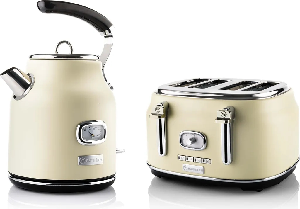 Westinghouse Retro Kettle + Toaster 4 Slots - White