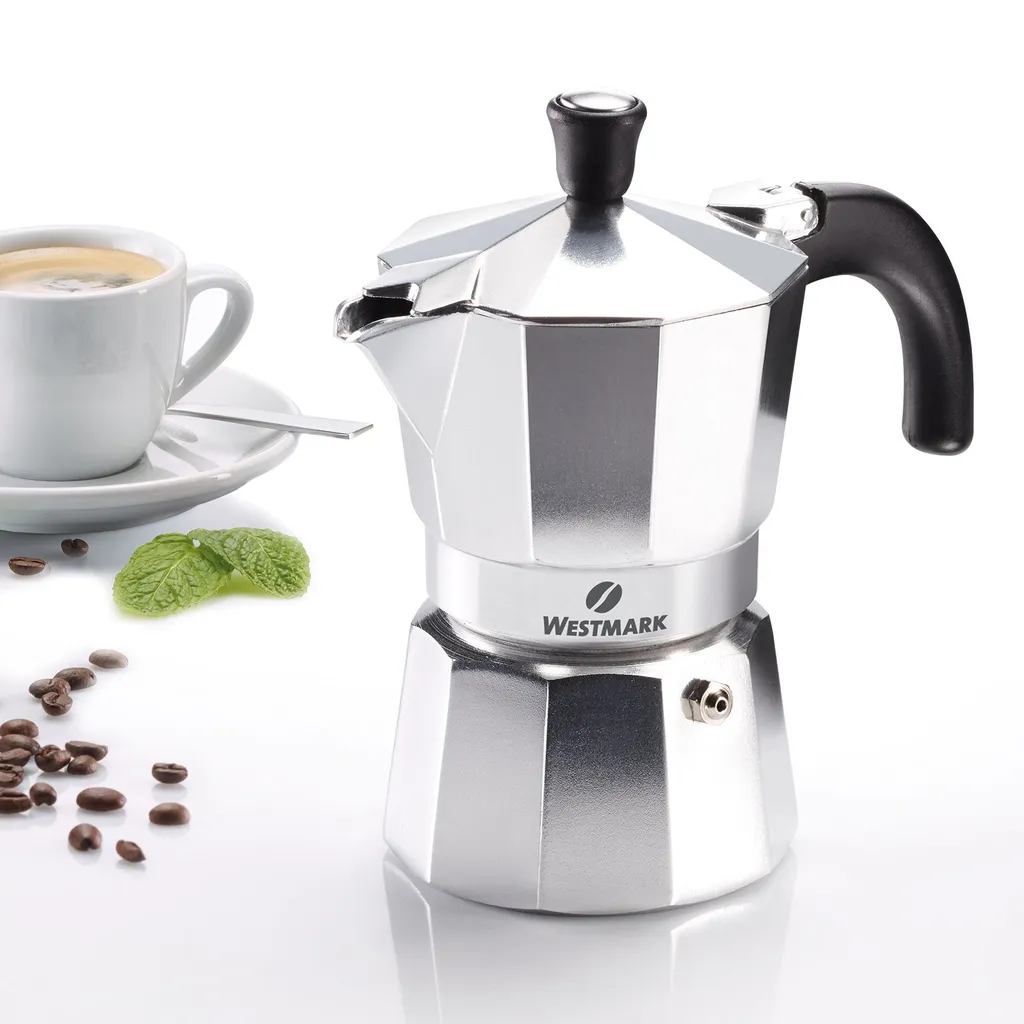 Westmark Espresso Maker, For 3 Espresso Cups, Aluminum, Brasilia, Silver/Black, 24602260