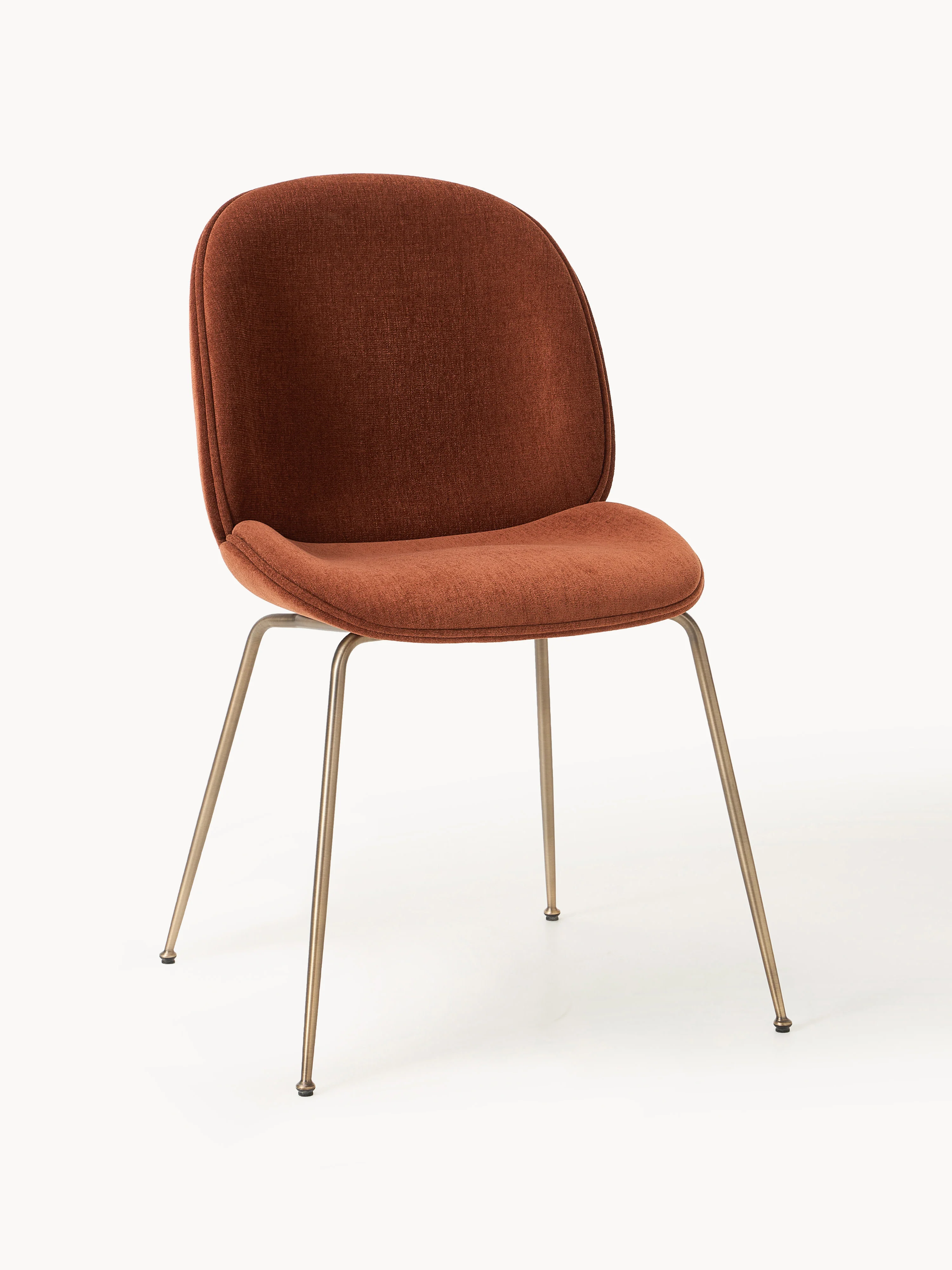 WESTWING x GUBI, Beetle upholstered chair by Delia Lachance, Nougat, gold-colored with an antique finish
