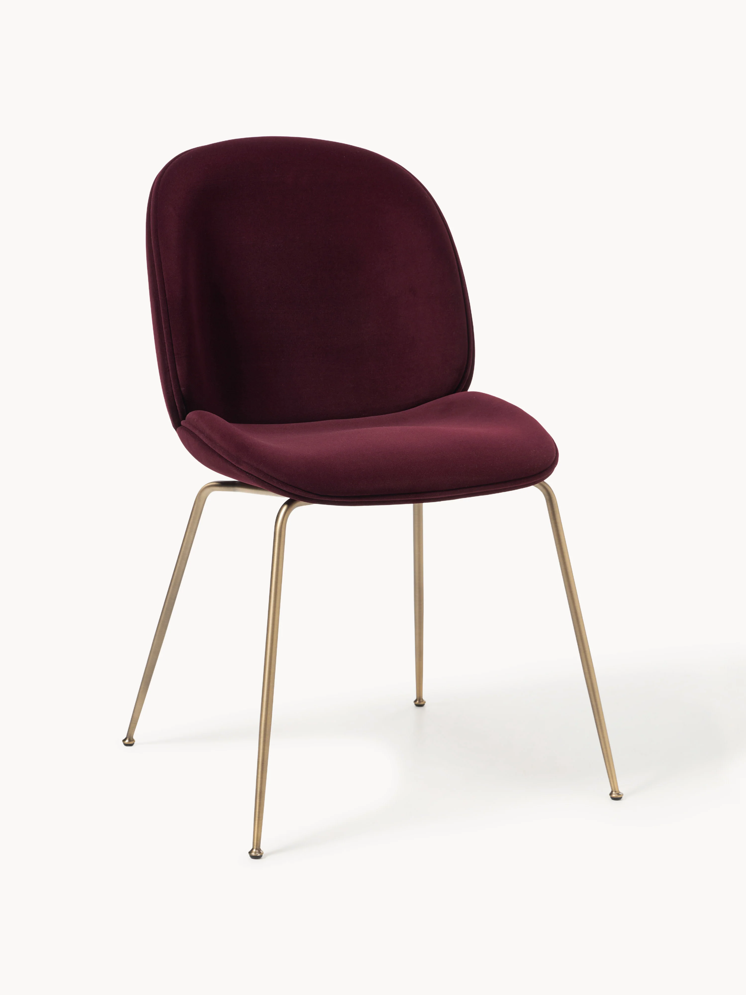 WESTWING x GUBI, Velvet Chair Beetle by Delia Lachance, Velvety wine red, gold-colored with an antique finish