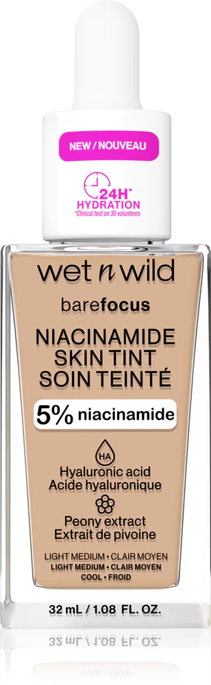 Wet n Wild Bare Focus Niacinamide Skin Tint light moisturizing make-up Farbton Light Medium Sand 32 ml