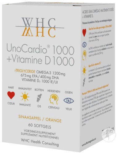 WHC UnoCardio Omega 3 1000 + Vitamin D 1000 soft capsules 60