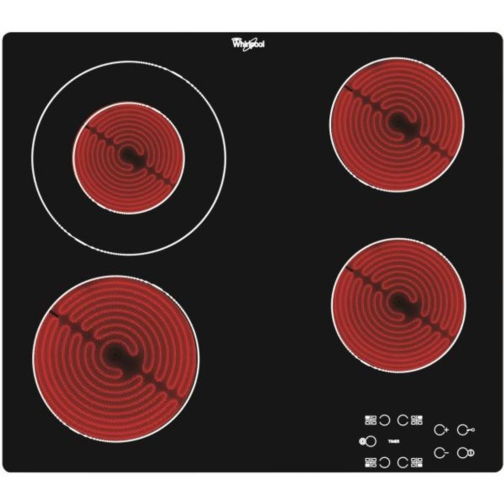 Whirlpool AKT 8130 NE, Black, Red, Integrated, Ceramic, Glass ceramic, 4 zone(s), 4 zone(s)