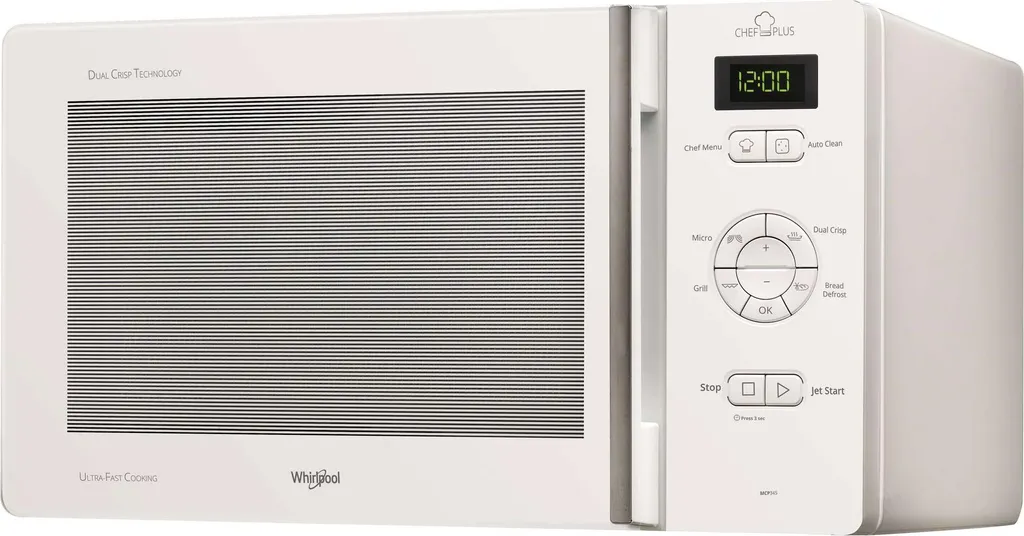 Whirlpool Chef Plus MCP 345 WH White Grill Microwave Countertop 25 L 800 W