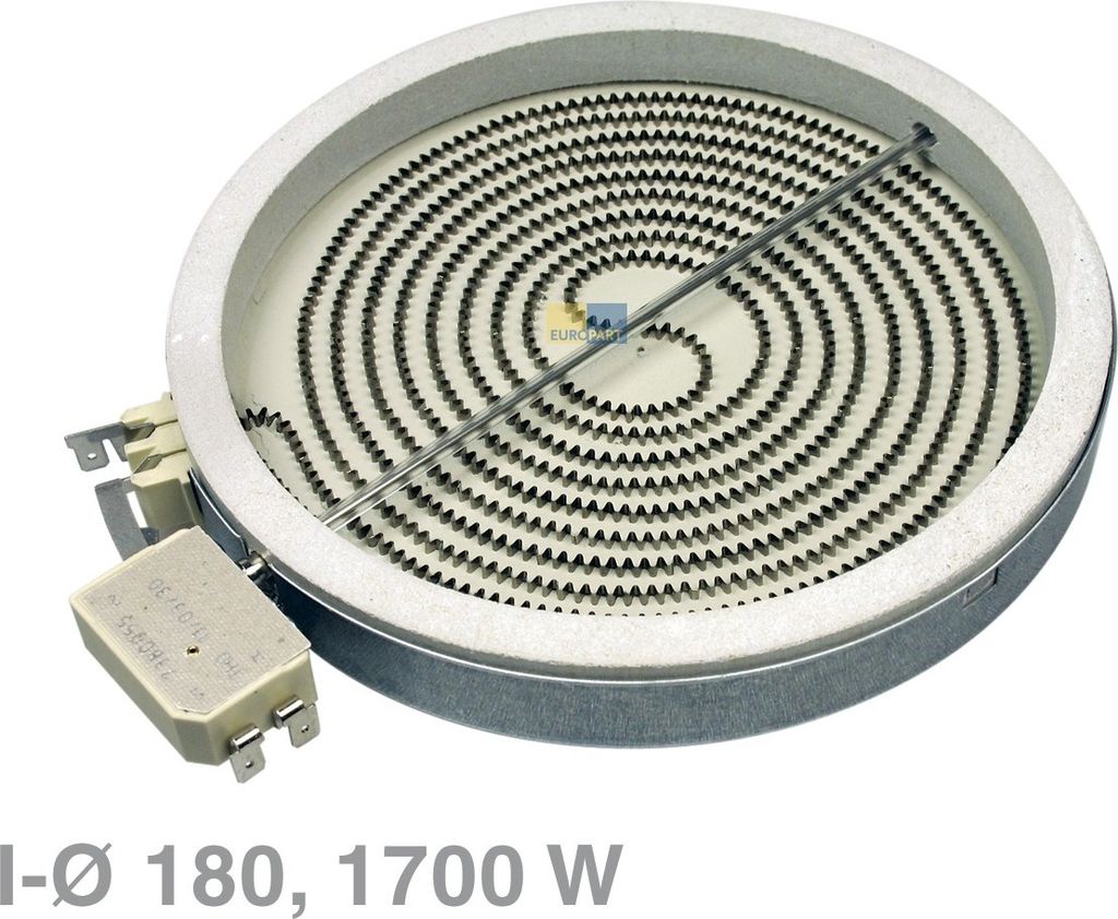 Whirlpool radiant heating element, heating zone for glass ceramic cooktop, 180mm Ø, 1700W, 230V, Ignis Privileg stove, IKEA 481231018889