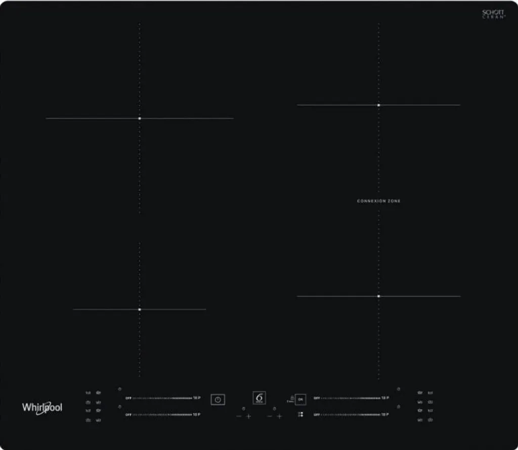Whirlpool WB S2560 NE, Black, Integrated, 59 cm, Zone Induction Hob, Glass Ceramic, 4 Zone(s)
