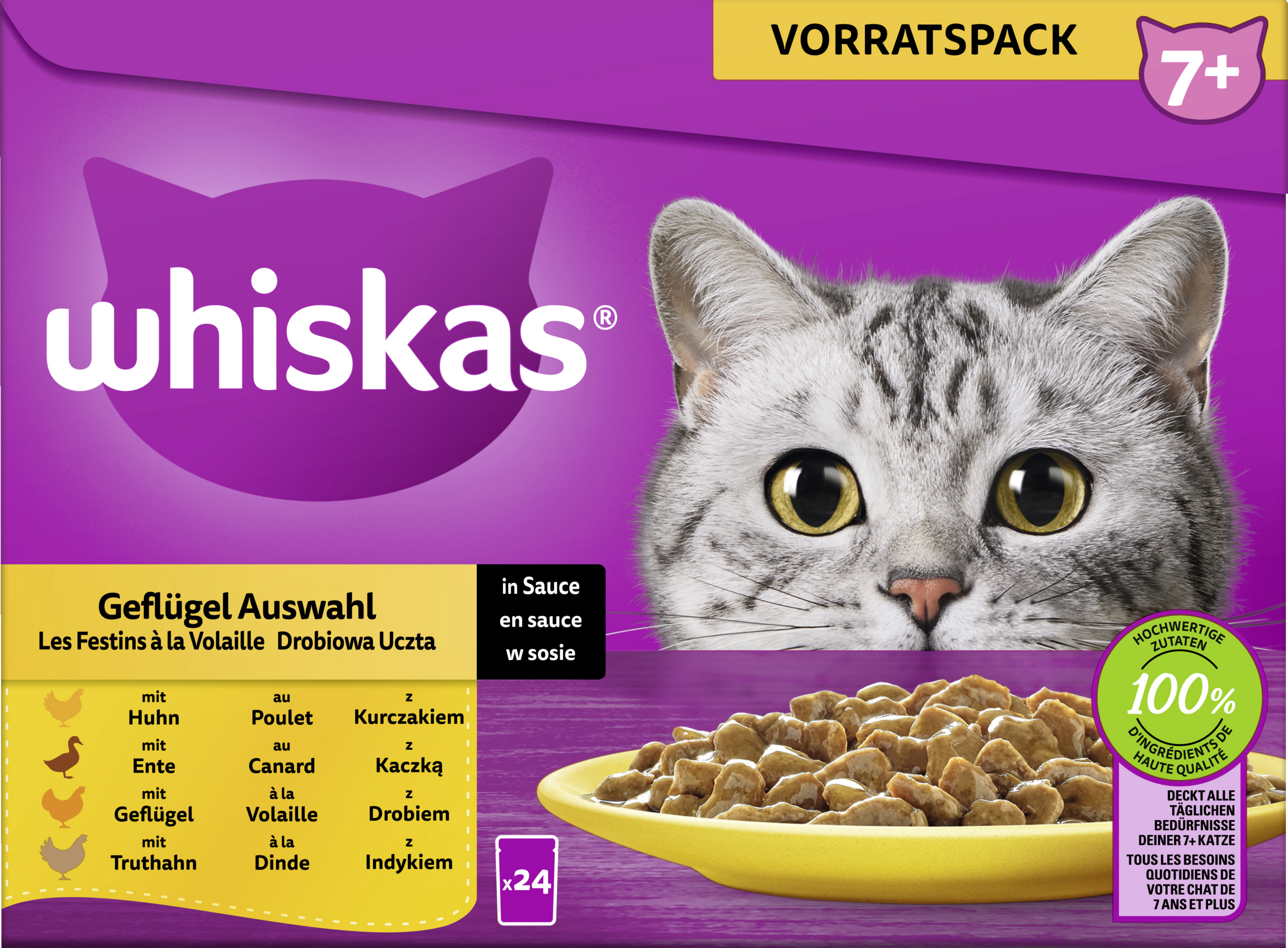 Whiskas Pouches Multipack 7 Poultry Selection in Sauce