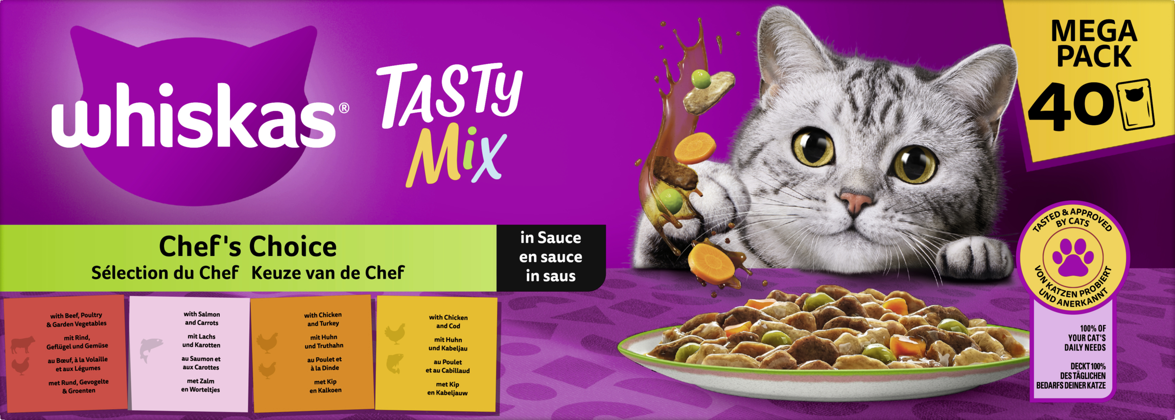 Whiskas® Tasty Mix Portion bag Multipack Mega Pack Chefs Choice in Sauce 40 x 85g