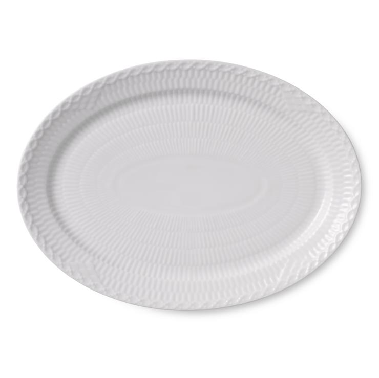 Royal Copenhagen White Fluted Half Lace Oval Serving Plate