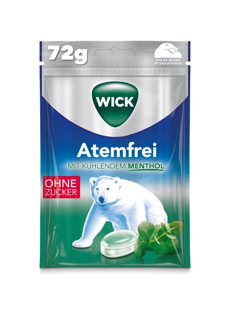 WICK Breathless Eucalyptus without Sugar - Soothing Cough Drop with Eucalyptus Oil and Menthol for a Deep Breathing Experience - Pack of 1 (1 x 72 g)