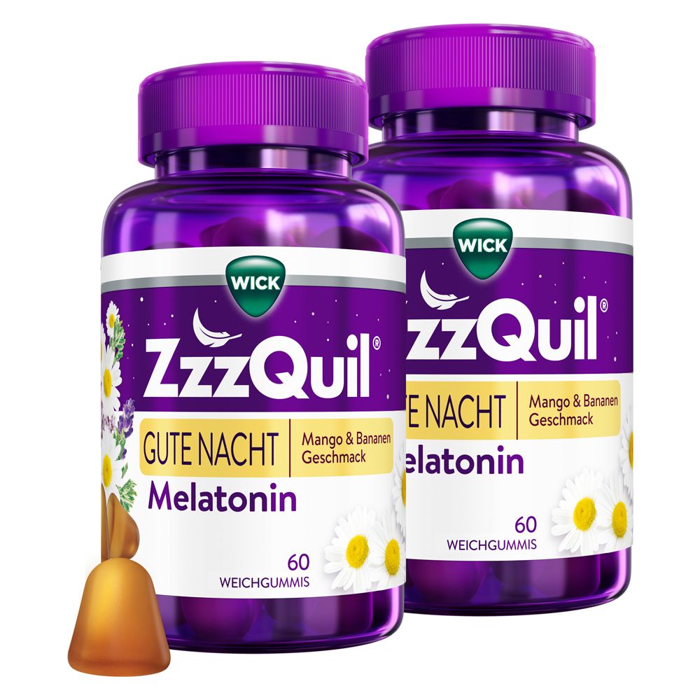 WICK ZzzQuil Gute Nacht mit Melatonin Mango-Banane 2x60 St