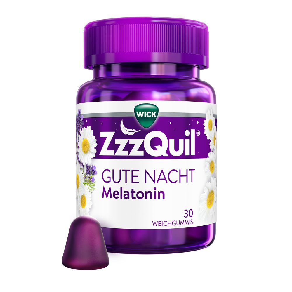 WICK ZzzQuil® Gute Nacht, Einschlafhilfe* mit Melatonin Waldfrucht 30 St