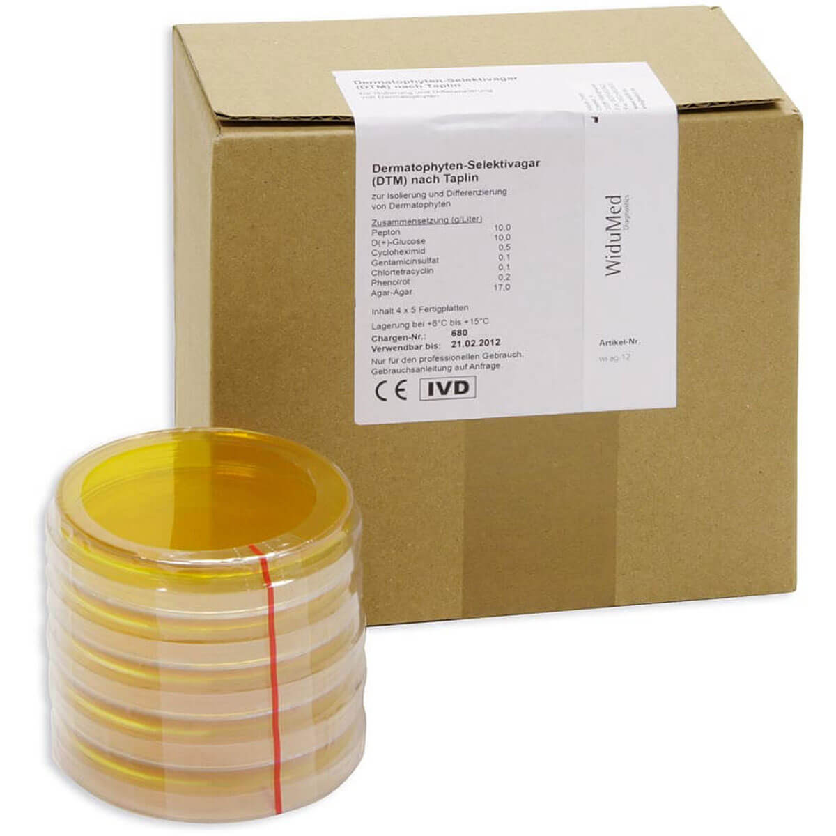 WiduMed Ready-to-use growth medium, Dermatophyte agar according to Taplin
