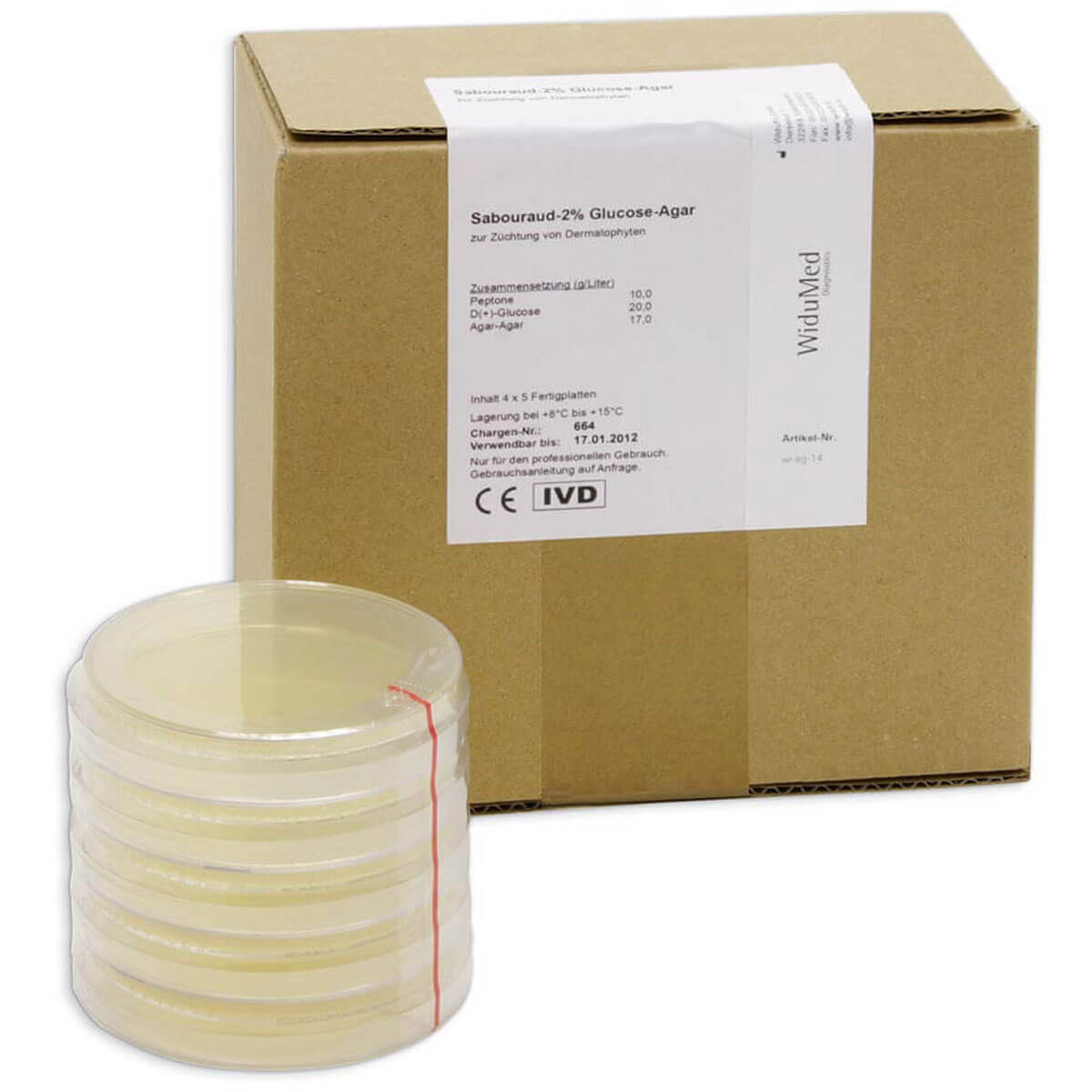 WiduMed Ready-to-use growth medium, Sabouraud dectrose agar (2 %)
