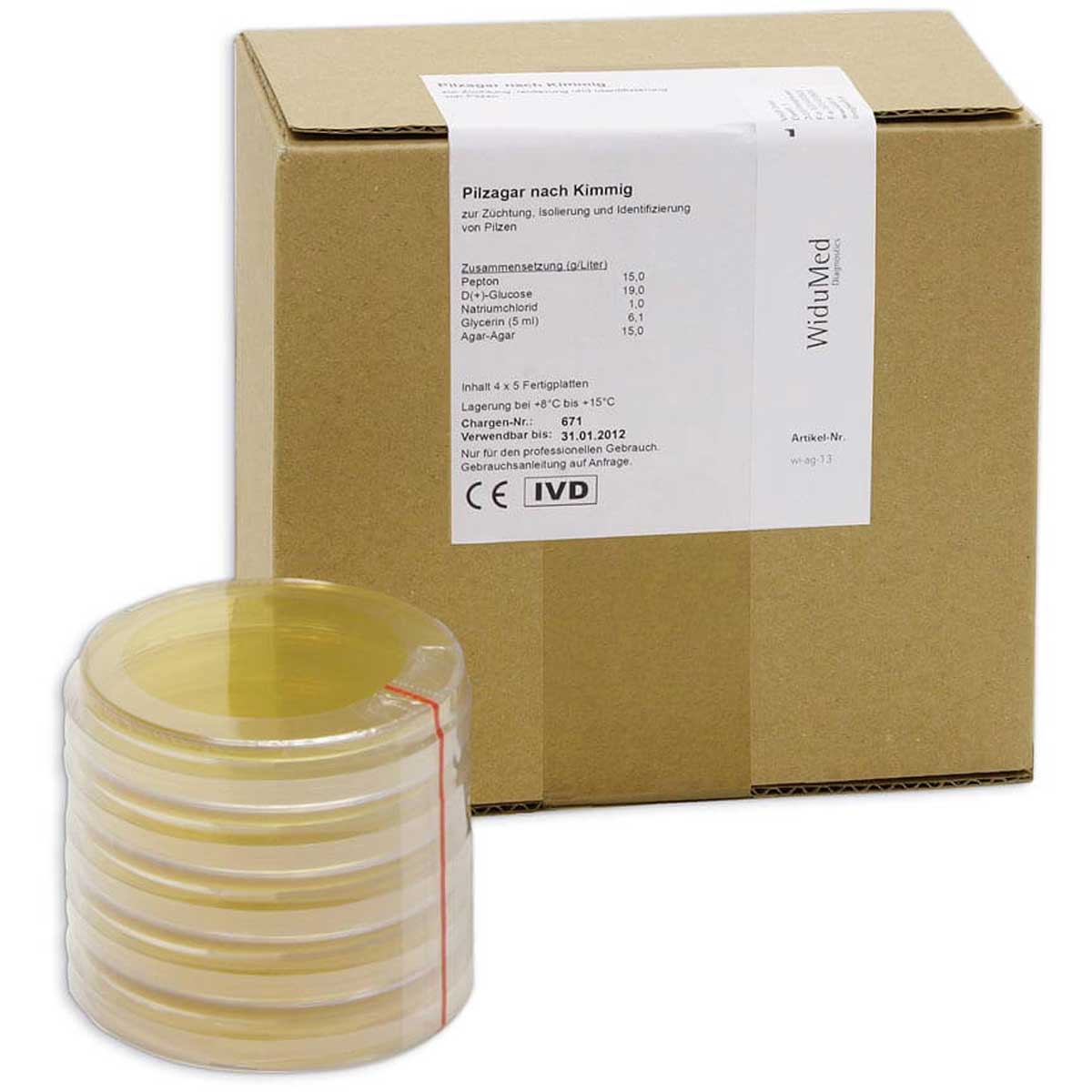 WiduMed Ready-to-use growth medium, mushroom agar accoridng to kimmig, 20 pieces