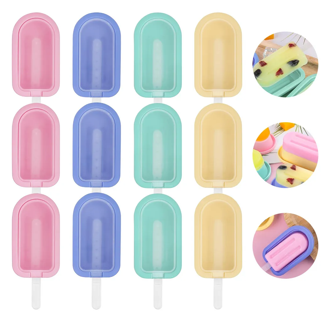 Dopwii Reusable silicone ice pop molds with lids – DIY popsicle mold, mini long mold for homemade ice cream and cakes