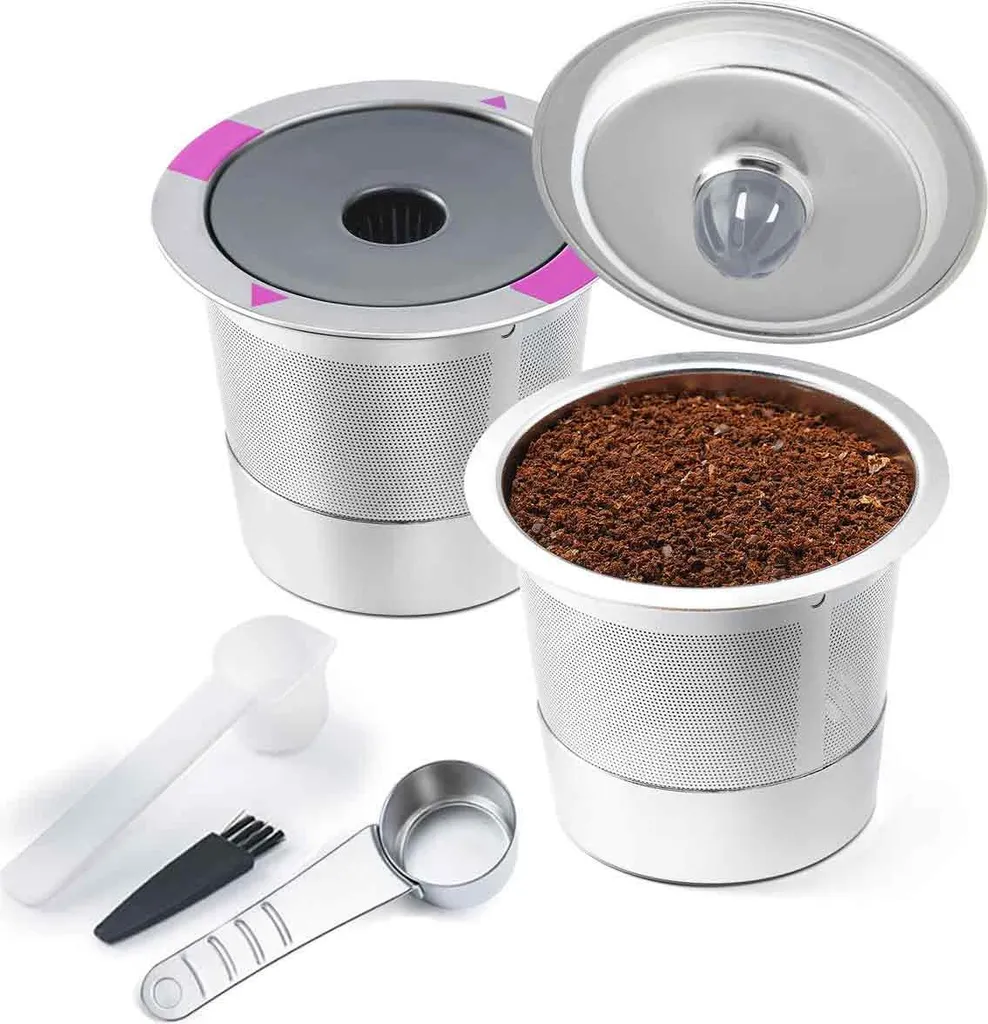 Meoiruery Reusable K-Cup coffee filter, reusable stainless steel K-Cup coffee pod filters for Keurig 1.0 and 2.0 coffee machines (2-pack)