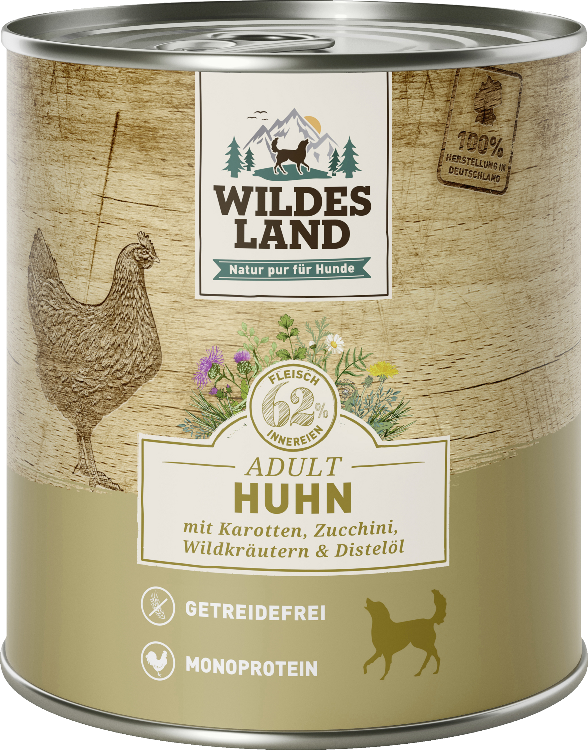 Wildes Land Wet Dog Food - Chicken with Carrots, Zucchini, Wild Herbs and Thistle Oil