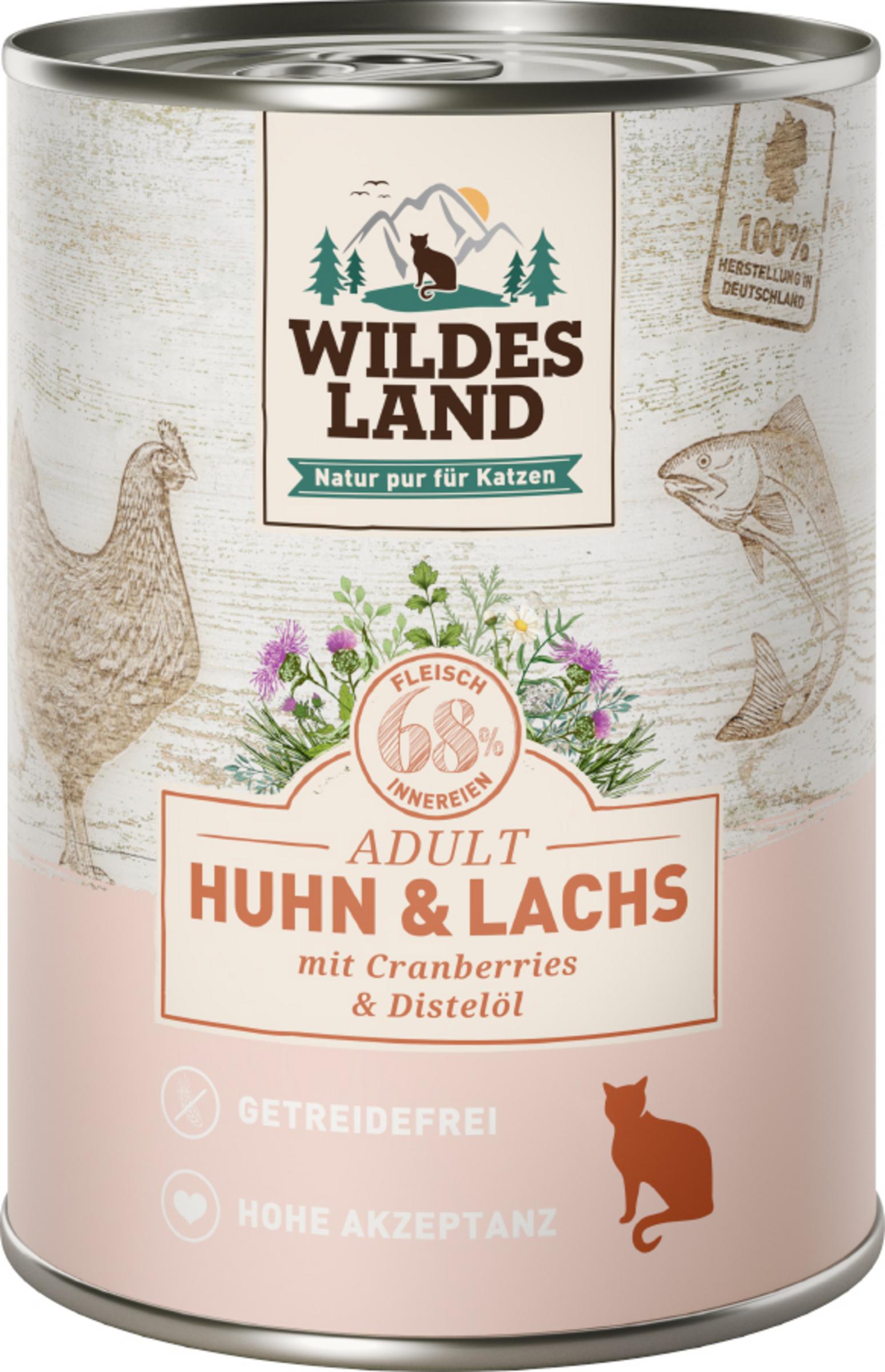 Wildes Land - cat - wet food - chicken and salmon with safflower oil 400g