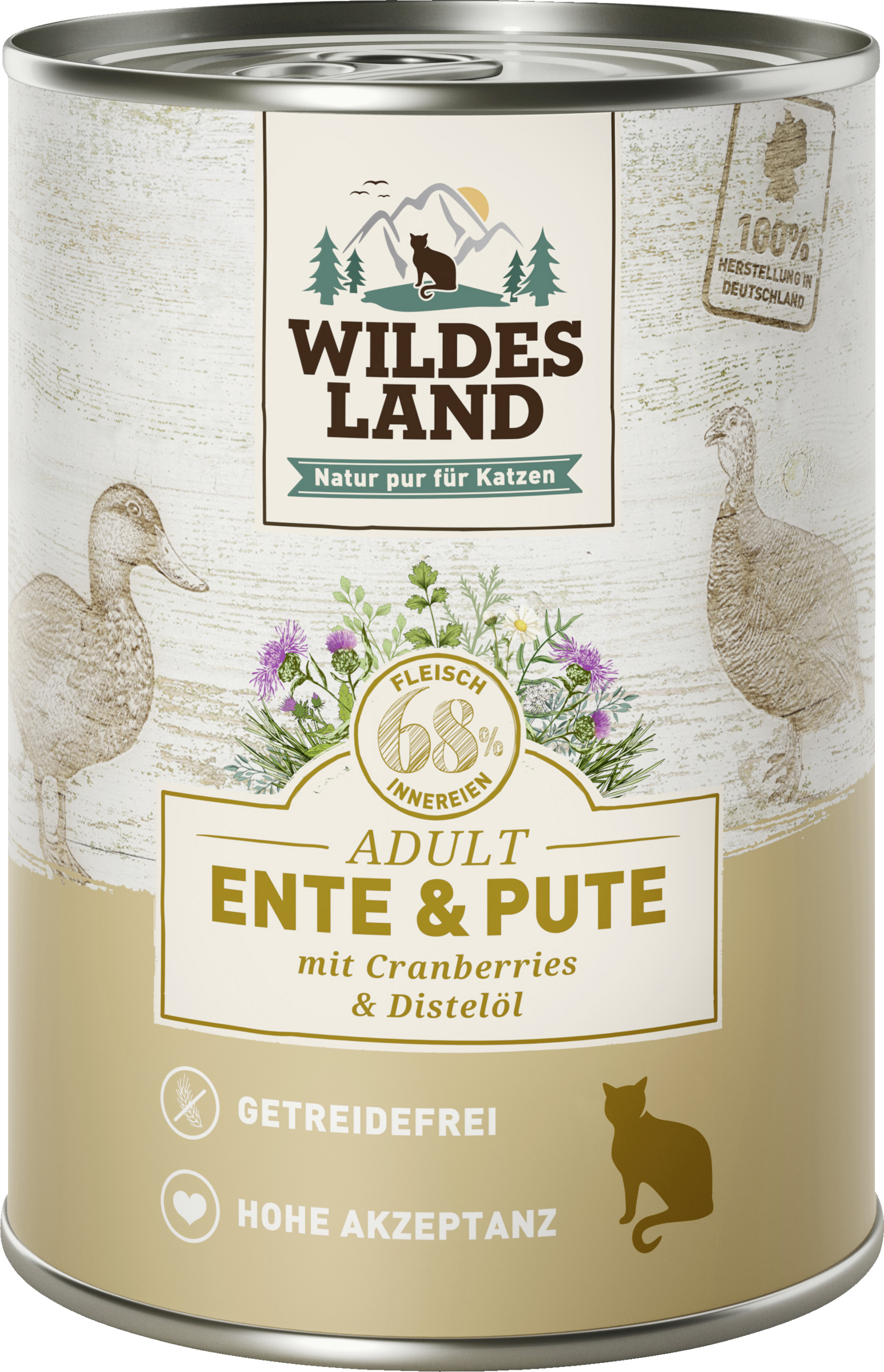 Wildes Land wet cat food - Duck and Turkey with thistle oil