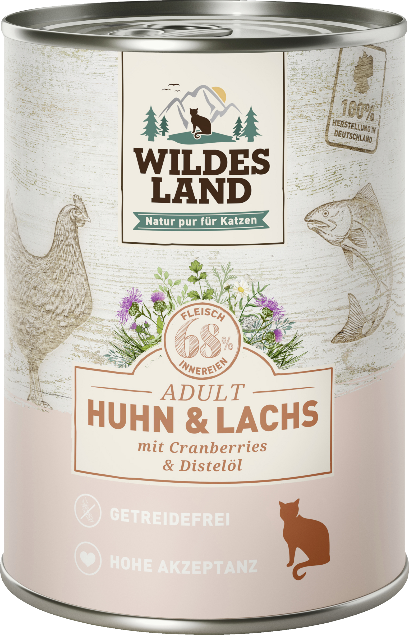 Wildes Land Wet Cat Food - Chicken and Salmon with Safflower Oil