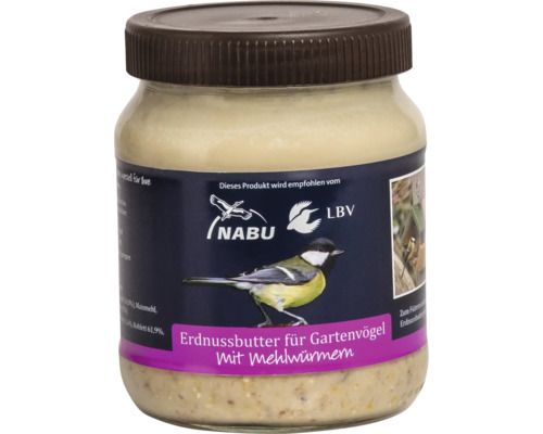 Hornbach Wild bird food CJ Wildlife peanut butter for garden birds with mealworms 330g in a jar, winter bird food, all-season bird food, energy food