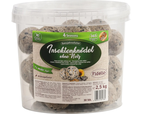Fidelio insect suet balls for wild birds, without net, 30 pieces, approx. 2.5 kg, year-round bird food