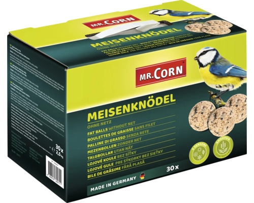 Wild bird food Mr. Corn fat balls 30 pieces without net in a box All-season bird food Ambrosia controlled, Made in Germany