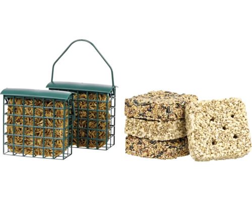 dobar Wild Bird Food Set, 8-piece set including dispenser, energy blocks for wild birds, year-round bird food