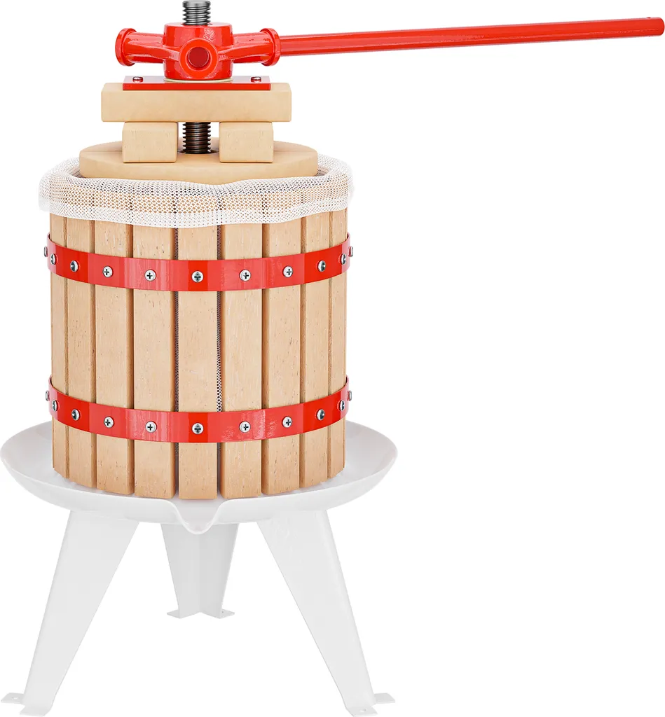 Wiltec 12L beechwood fruit press including pressing cloth, manual wine press with 240x270mm basket, apple press, fruit press for fruit, wine, and must
