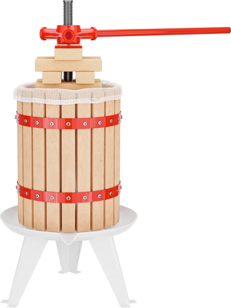 Wiltec 18L beechwood fruit press including pressing cloth, manual wine press with 280x365mm basket, apple press, fruit press for fruit, wine, and must