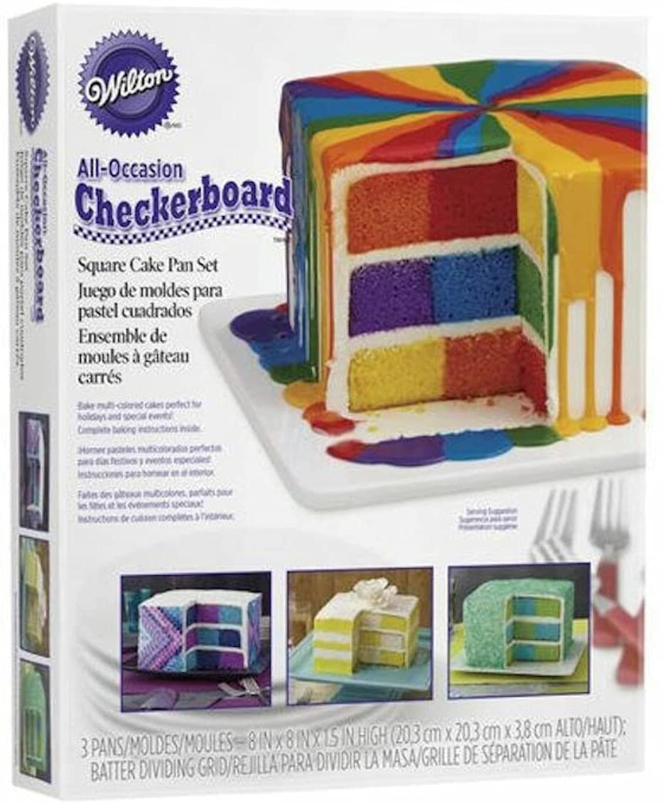 Wilton 8\" x 8\" x 1.5\" Square Non Stick Cake Tin, Set of 4