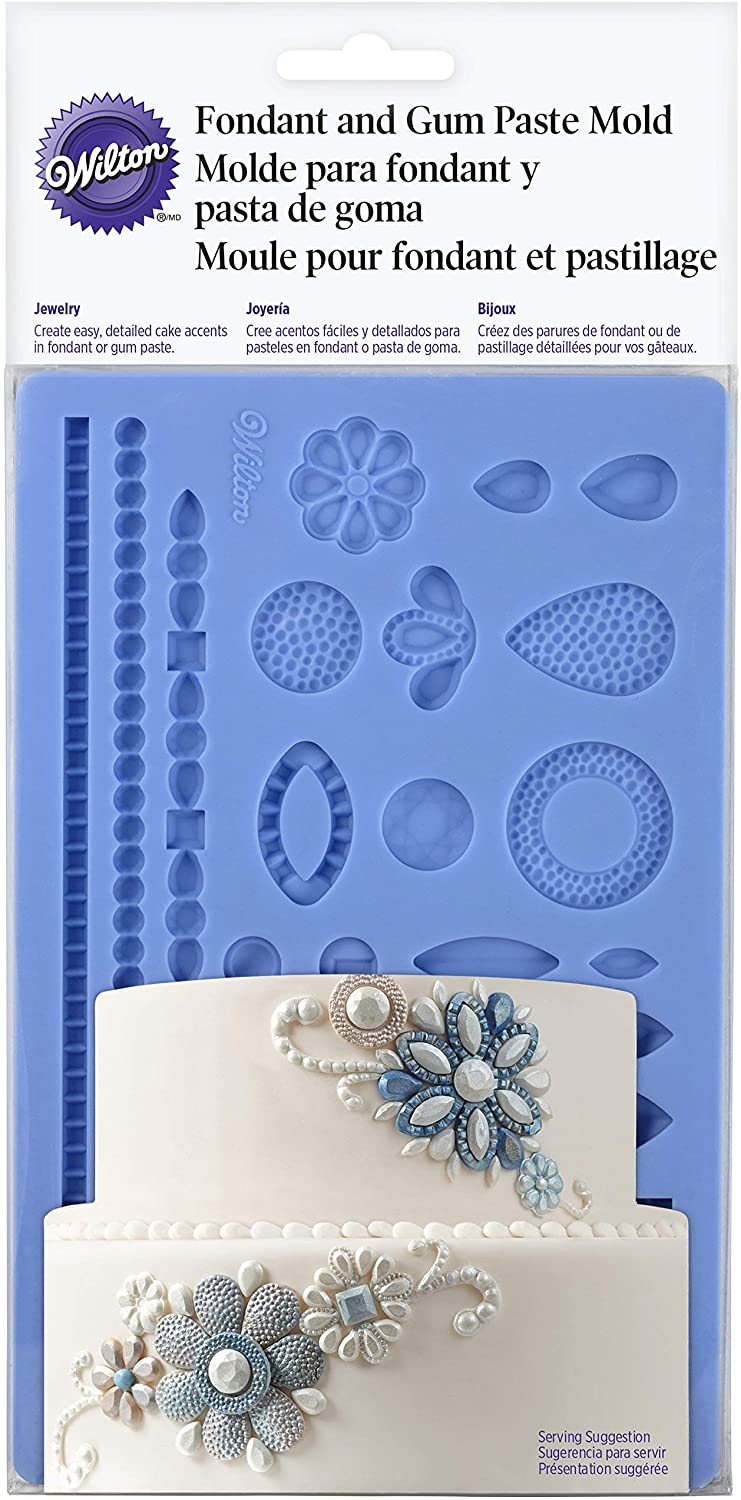 Wilton Silicone Mould for Fondant and Gum Paste 5\" x 7.75\" - Jewellery Theme, Multi-Colour