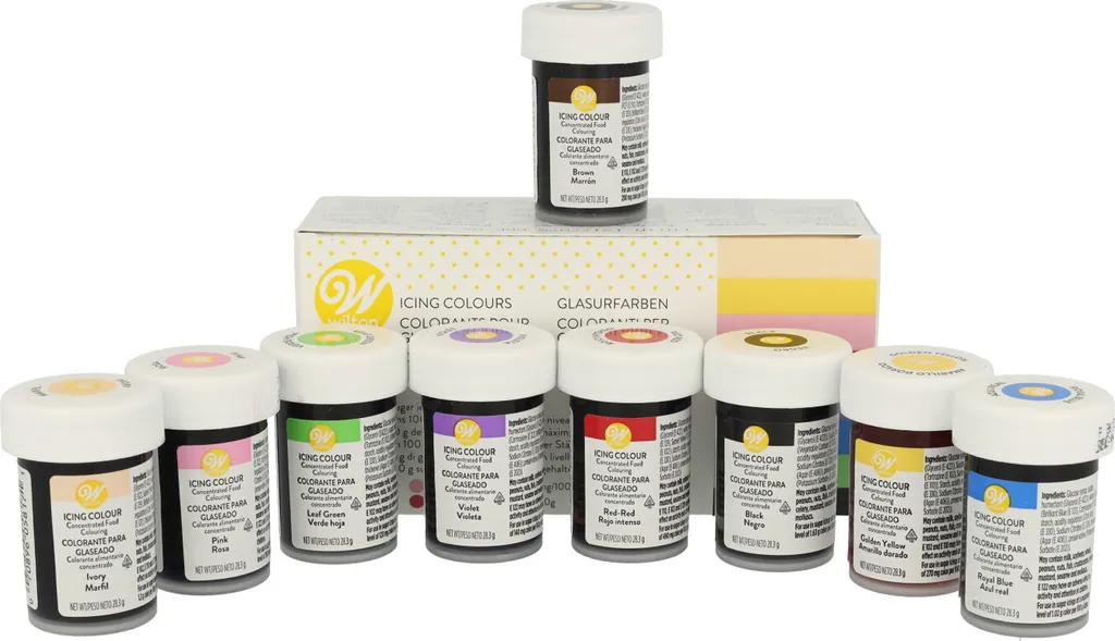 Wilton Icing Colors Set 8 x 28g + Brown