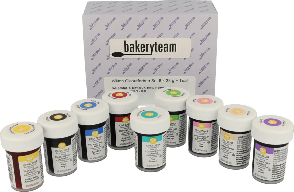 Wilton glaze colors set 8 x 28 g + Teal 28 g