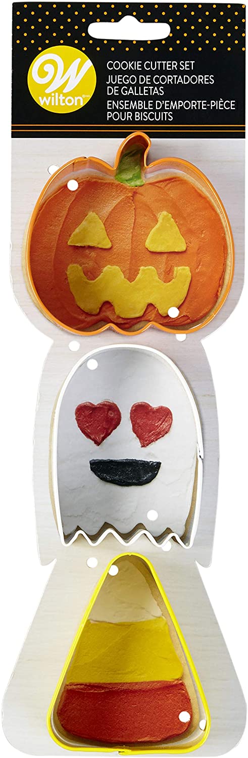 Non-Food Items 2308-7566 Wilton Halloween Cookie Cutters ST Ghost/PMKN, Set of 3, Tin Steel, Orange, White, Yellow, One Size