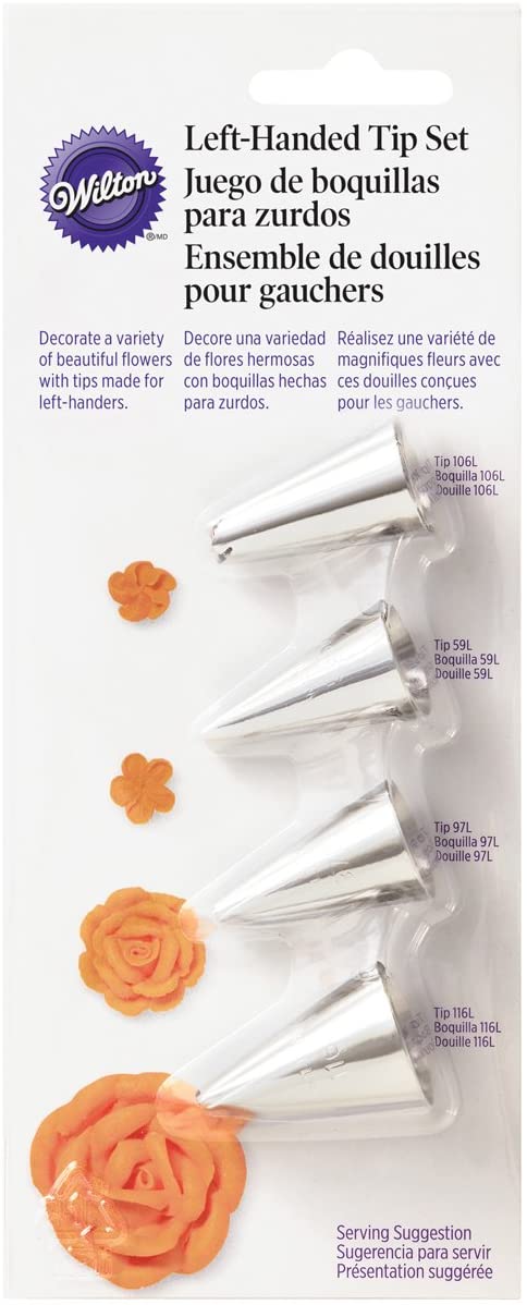 Wilton Left Handed Tip Set, Silver, 4-Piece