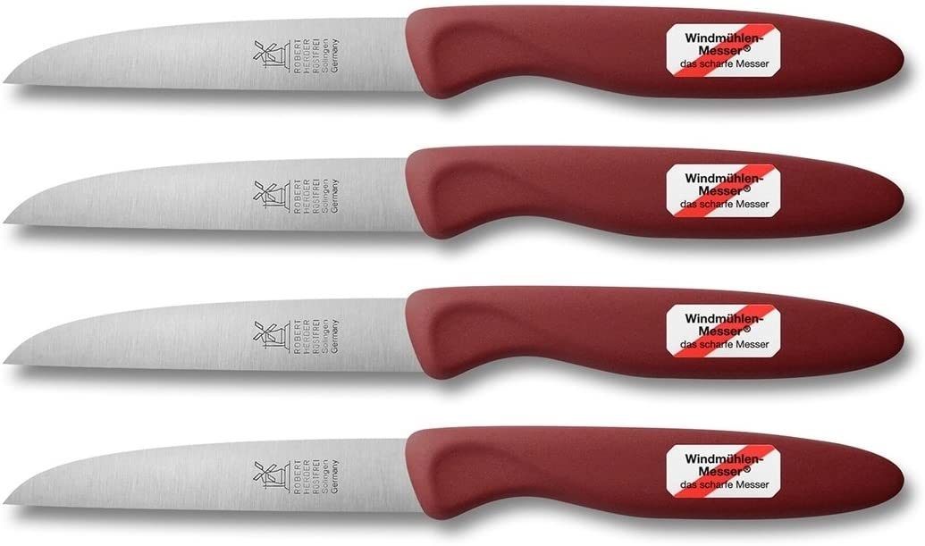 Windmühlen Windmühlenmesser 1737,325,700002 ClassicFutur Vegetable Knife, Blade 8.5 cm, Handle Biopolymer, Red (Pack of 4)