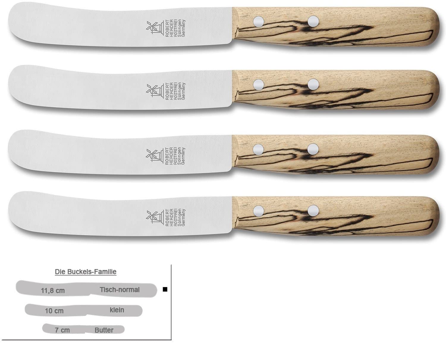 Herder Windmuhlenmesser Windmill Buckled Knife Set 4-Piece Ice Beech