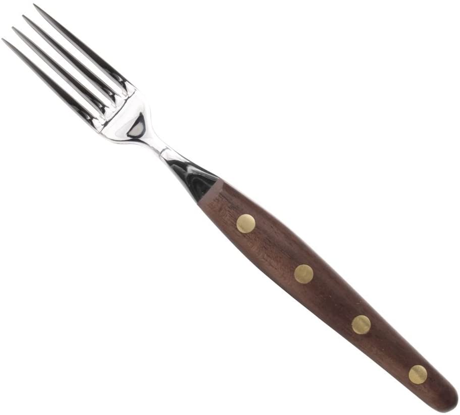 Windmühlen Windmill Steak Fork Wide Brass Studs Walnut