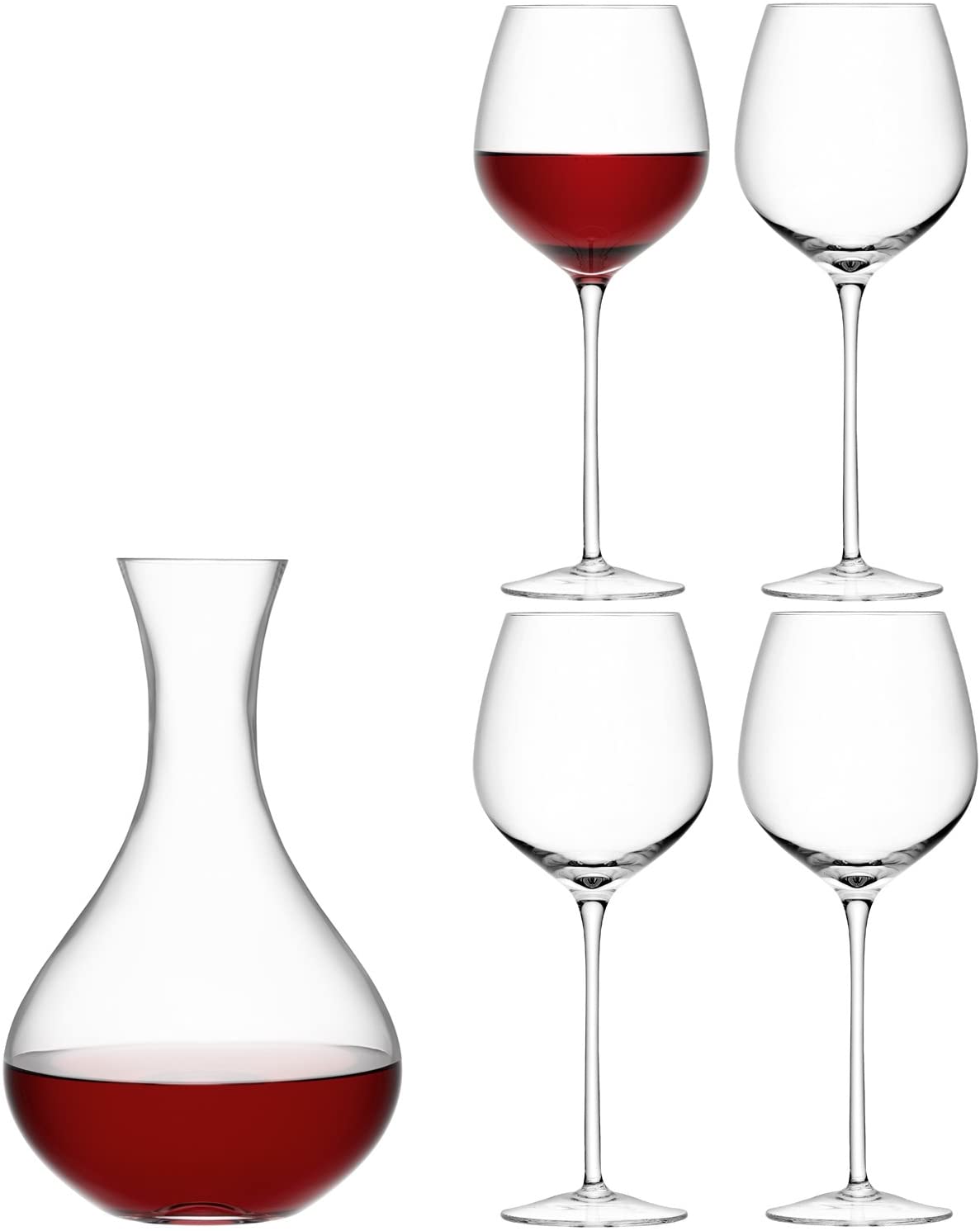 LSA Wine Red Wine Glasses & Decanter Set 2.5L/750ml – Clear