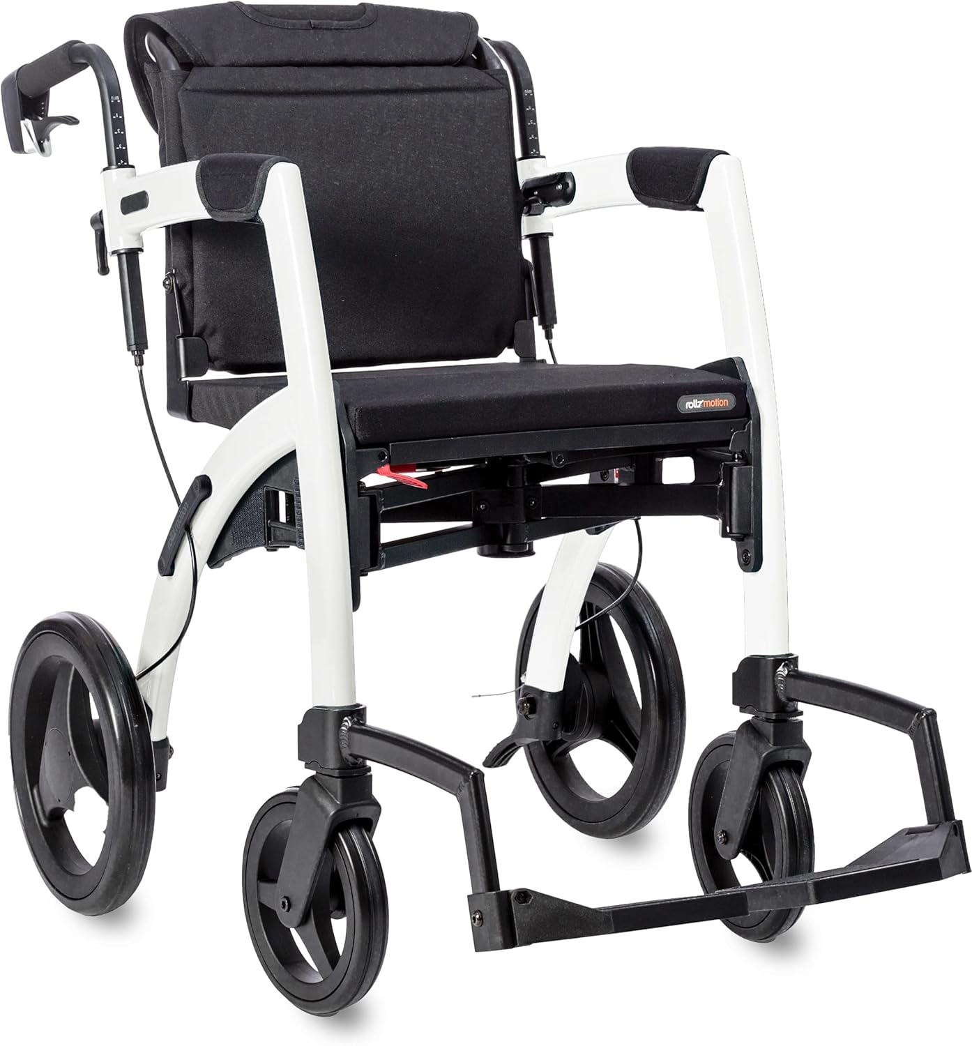 Rollz Motion 2.1 Pebble White - 2-in-1 Walker Wheelchair Combo - Foldable Transport Chair - Rollator Wheelchair Combo - Modern Design and Ultimate Support (Regular)