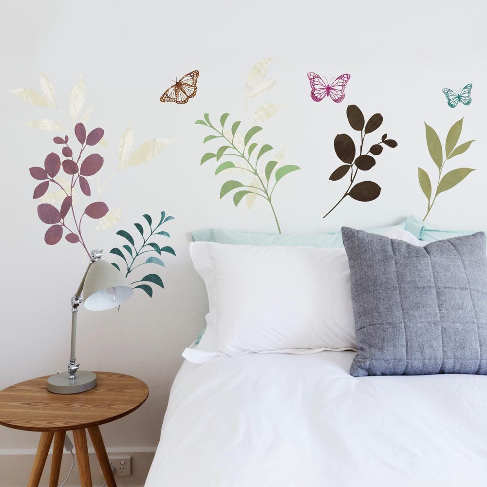 Roommates Botanical Butterfly Childrens Repositionable Wall Stickers, Mult